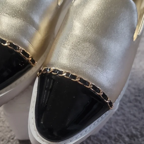 Karl Lagerfeld Gold and Black Wedge Shoes Size 6 Womens!! - Picture 3 of 9